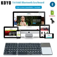 Hebrew/Russian/Spanish/Portuguese/Korean Bluetooth Foldable Keyboard Rechargeable With TouchpadMute Portable for Android iOS Win