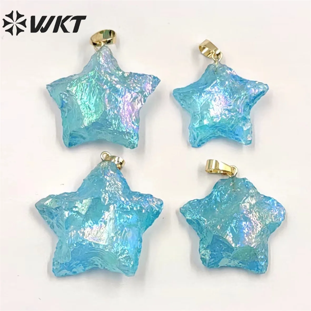 

WT-P1885 WKT 2022 Noble Style Raw Crystal Quartz With Aqua For Party Gift Making Women Style With Gold Plated Pendant Hot Trend