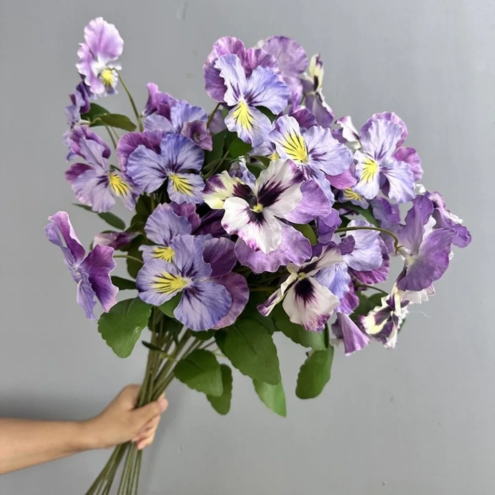 

70cm Artificial Viola Tricolor Flower Plastic Real Touch Silk Heartsease Flowers Handmade Fake Flowers Home Office Decor