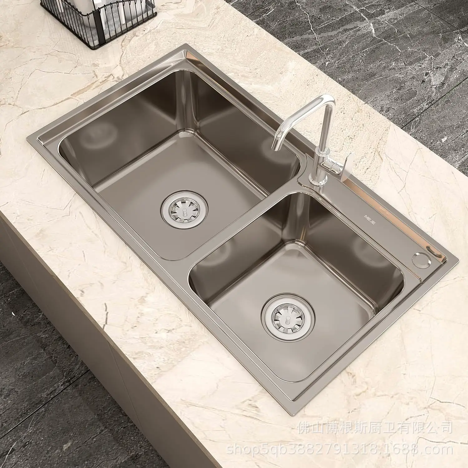 

Kitchen sink integrated sink stainless steel vegetable basin double sink dishbasin thickened brushed vegetable basin double