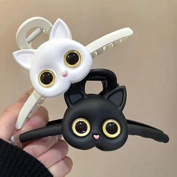 Une grosse épingle à cheveux mignonne en forme de chat, une grosse épingle à cheveux à l’arrière de la tête de la femme, une pince en forme de requin, une pince à pince à cheveux 8 meilleures pinces à cheveux pour chat en vente - No 2
