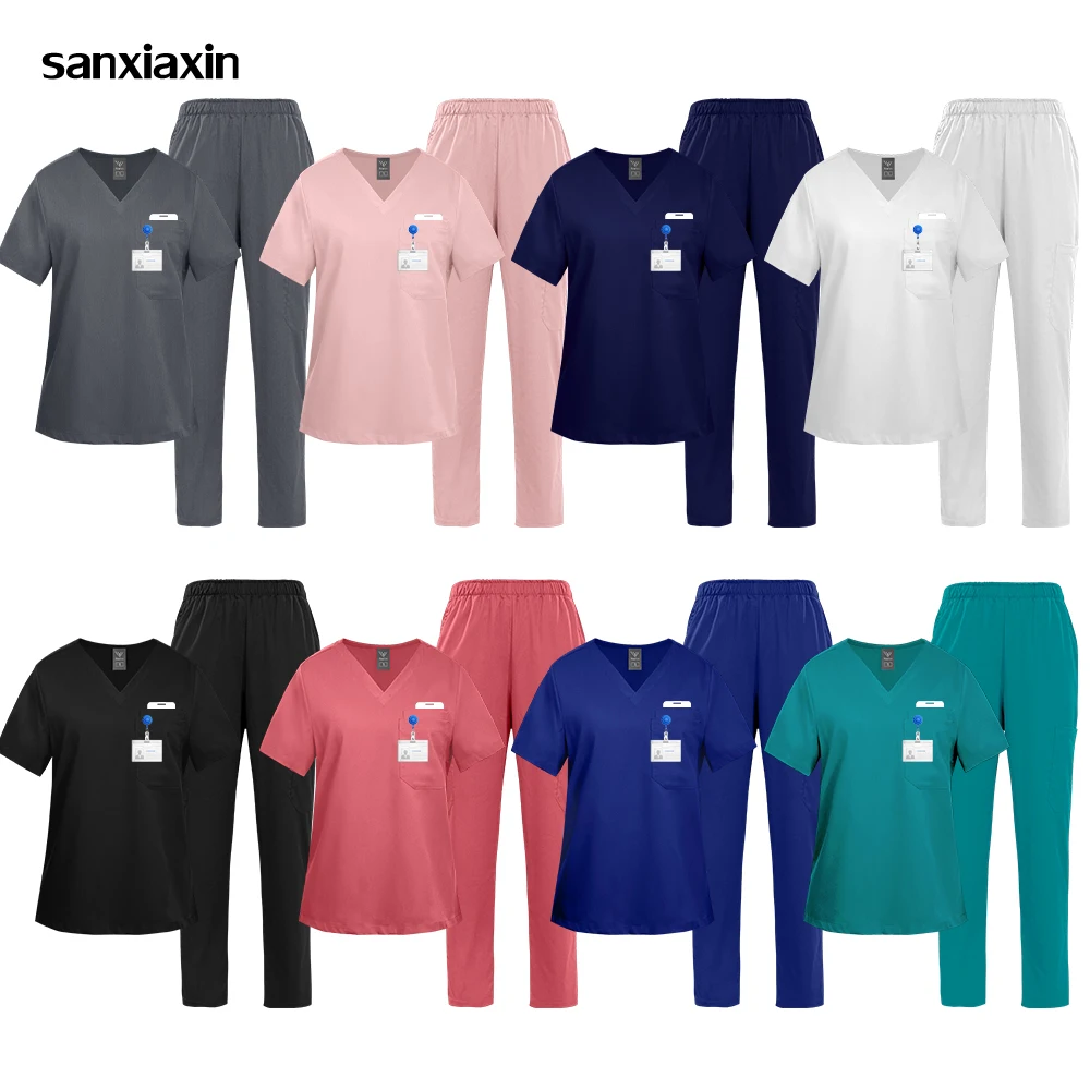 

XXXL унисекс спецодежда, летняя больничная медсестра, скрабы для кормления, комплект эластичной клинической спецодежды для женщин и мужчин, хирургическая униформа, медицинская одежда