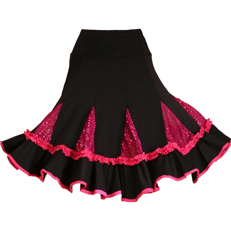 New Latin Dance Skirt Adult Women's Square Dance Costume Social Dance Performance Practice Skirt Polyester Gored Skirt