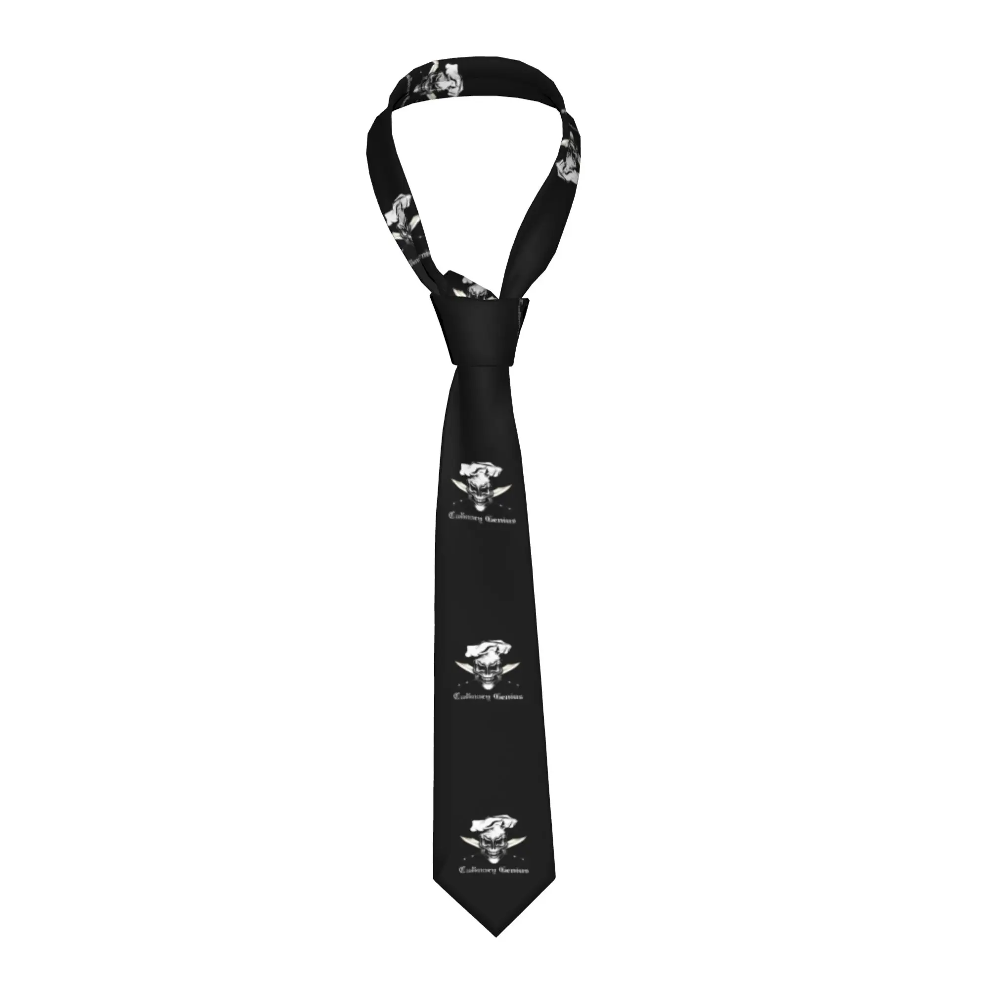Formal Culinary Genius Skull Chef Necktie for Men Silk Cooking Pirate Wedding Neck Ties