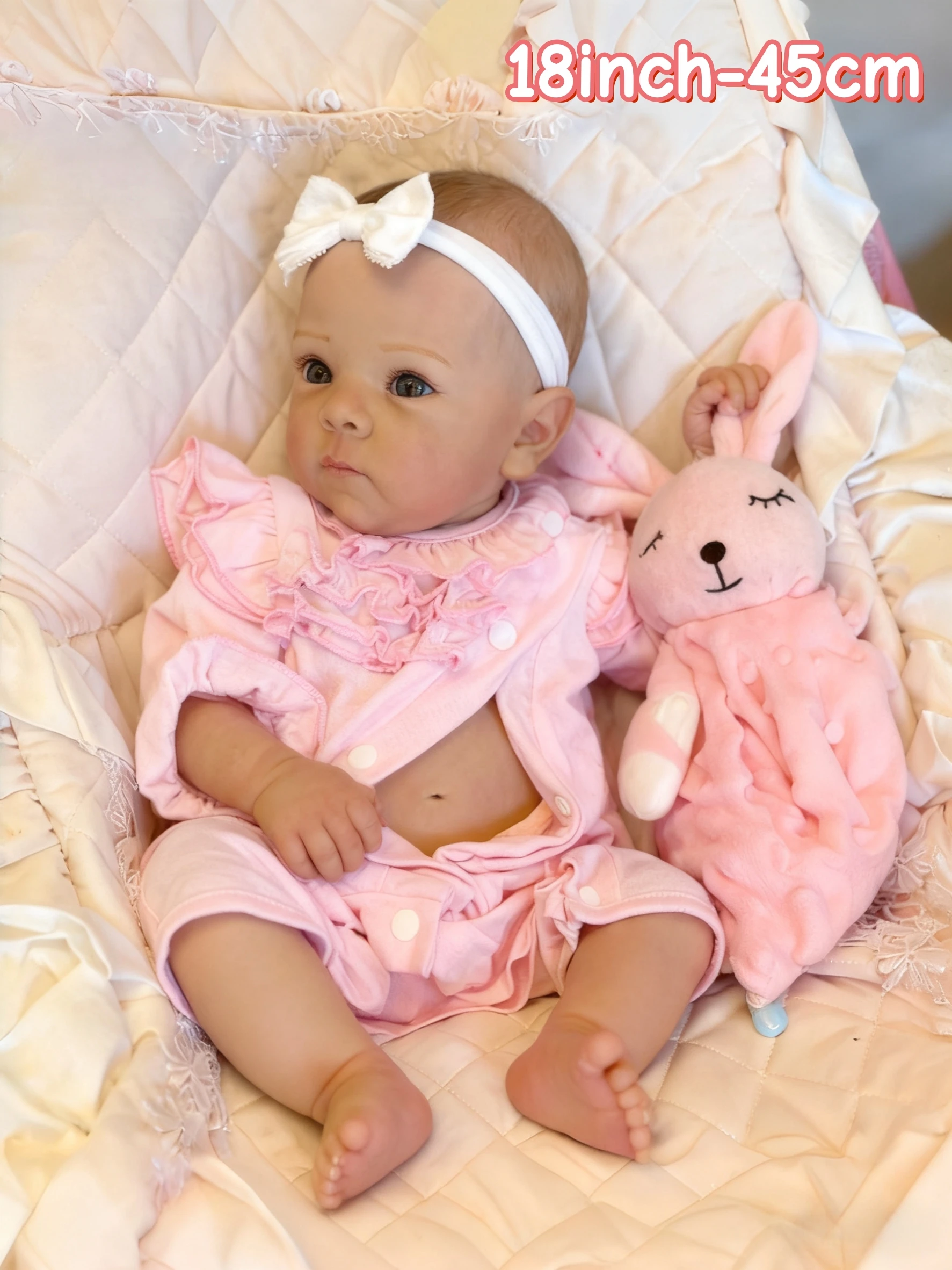 18 インチのリアルなリボーンベビーガール人形手作りオープンアイベティ 3D ペイントスキンベベ子供の誕生日プレゼント用