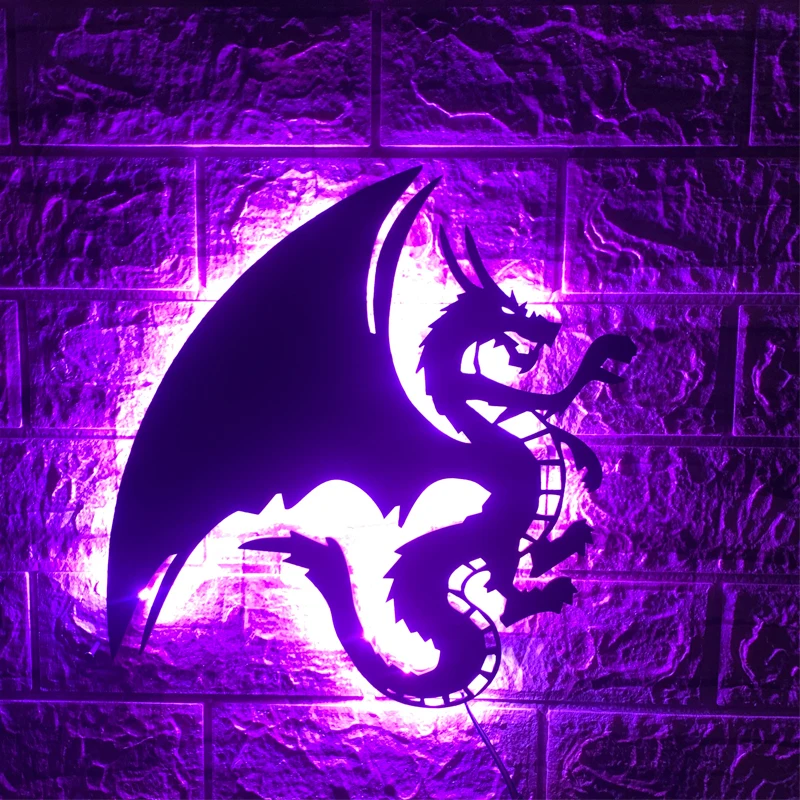 ZK50 Cool Luminous Dragon LED Wall Lamp Remote Control Atmosphere Sign Lamp Interior Decoration Night Light USB Plug-in Model