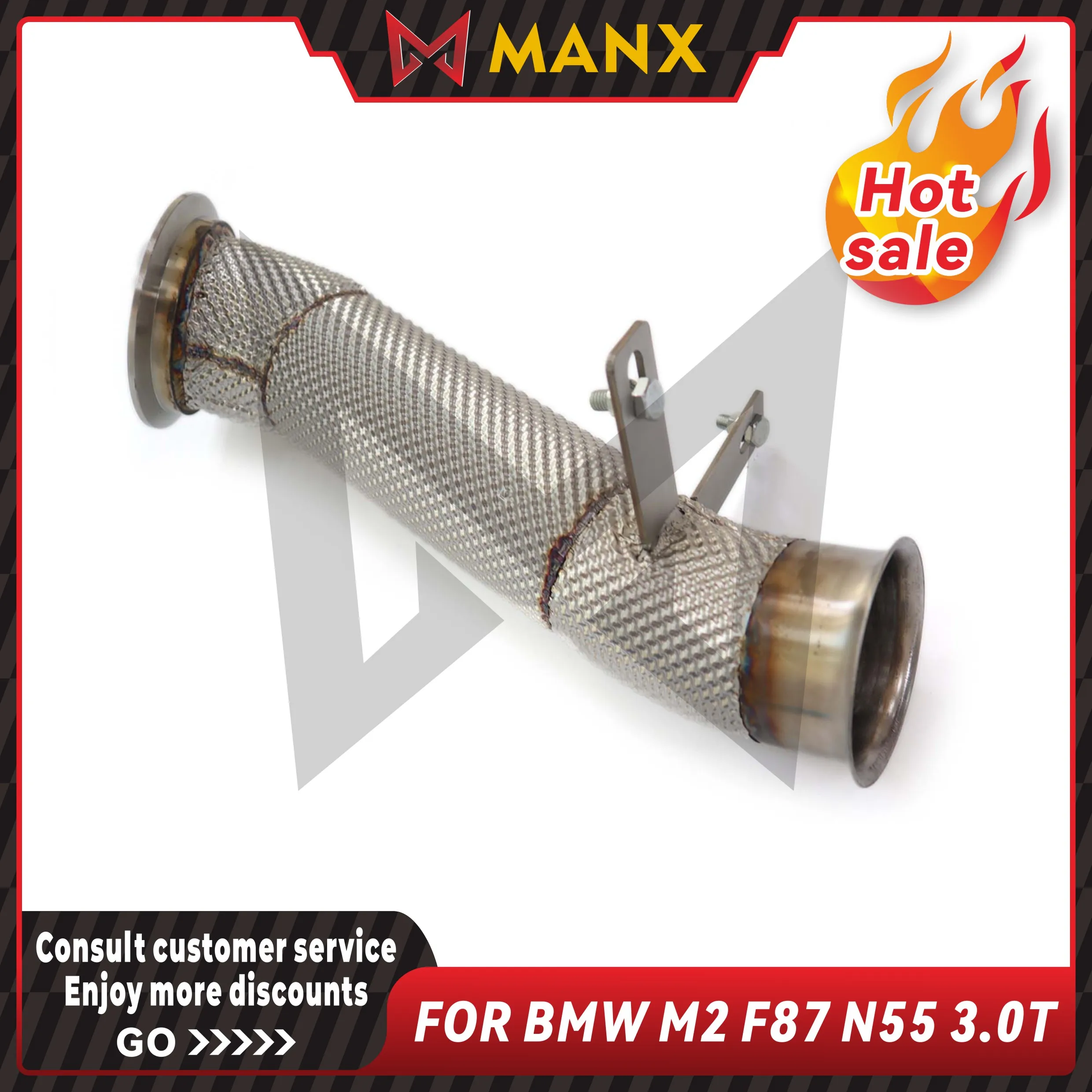 Catalyzed Downpipe Catless Downpipe for BMW M2 F87 N55 3.0T Stainless steel Performance Exhaust pipe with heat shield