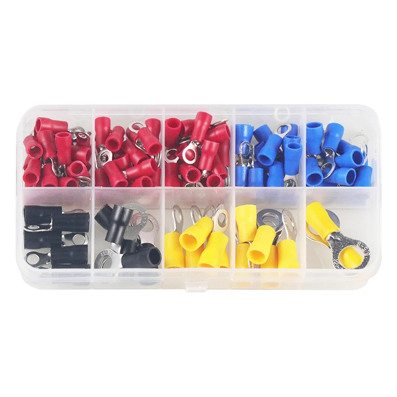 102/200PCS RV ring insulation cold pressed terminal tin plated quick connect terminal set for electricians