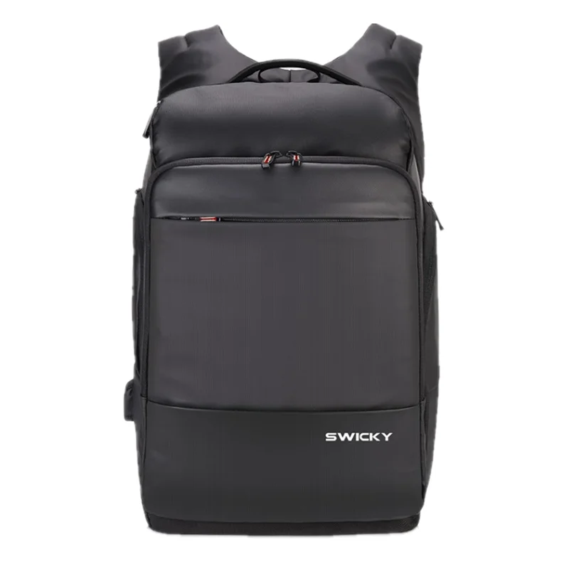 SWICKY business large capacity men 15.6inch 17inch USB charging travel multifunction anti-theft waterproof male leather backpack