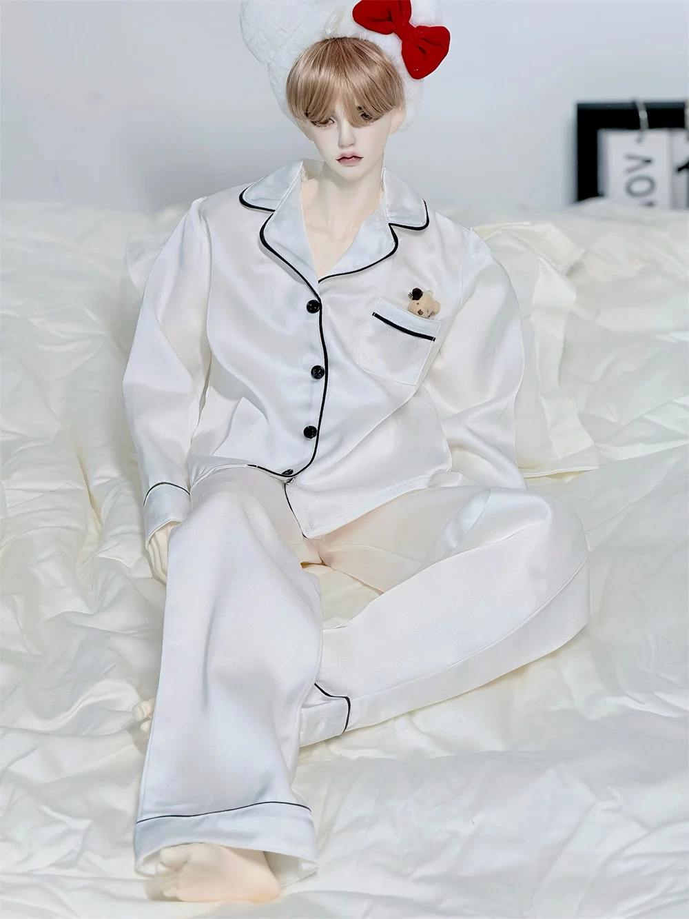 ID75 Pyjamas Vielseitiger, entspannter, mehrfarbiger Pyjama Spot-Inventar Unisex-Langarm-Set Loungewear BJD-Kleidung Puppenzubehör