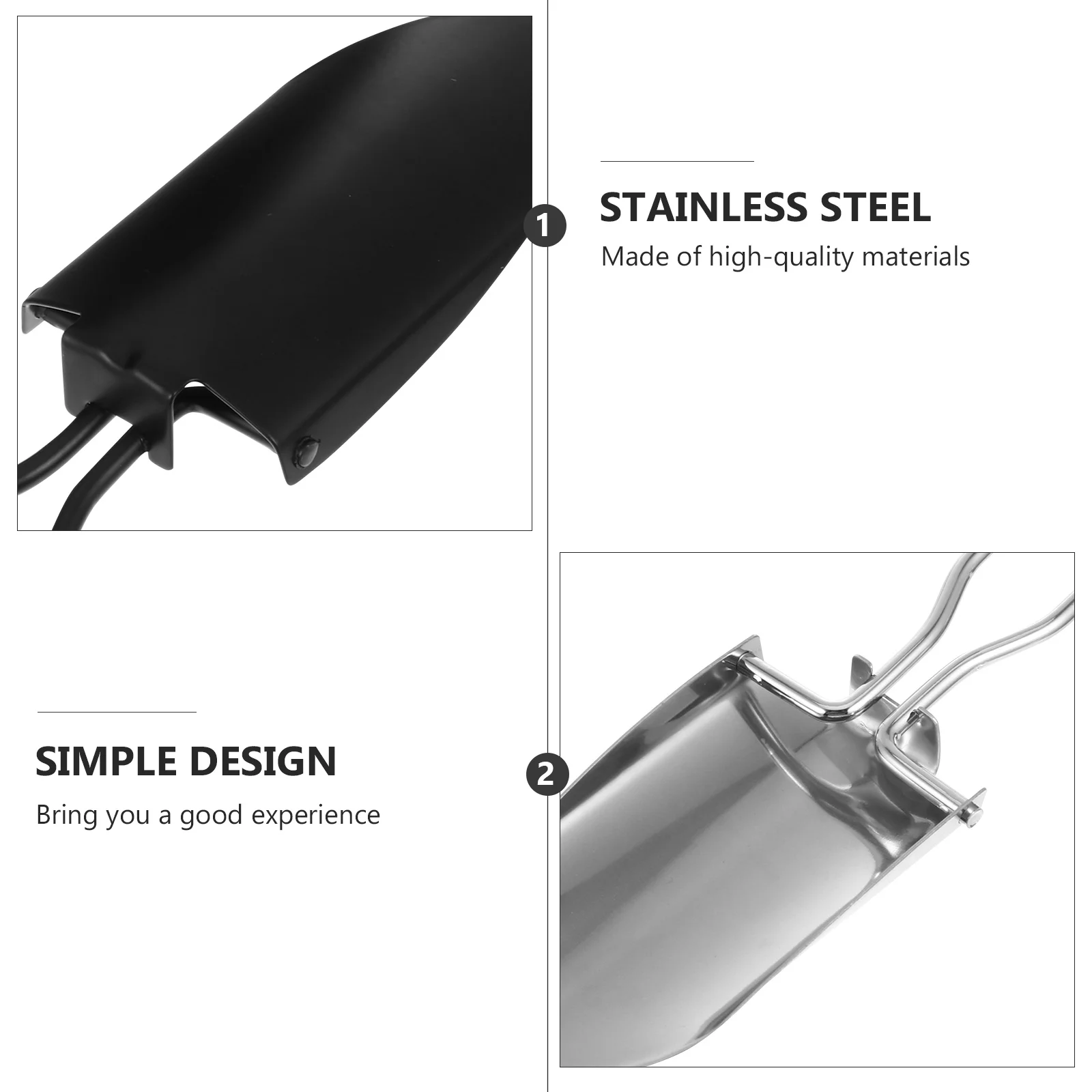 

2pcs Stainless Steel Garden Shovel Outdoor Shovel Silver Black Portable Soil Transferring Tool For Planting Bonsai Gardening