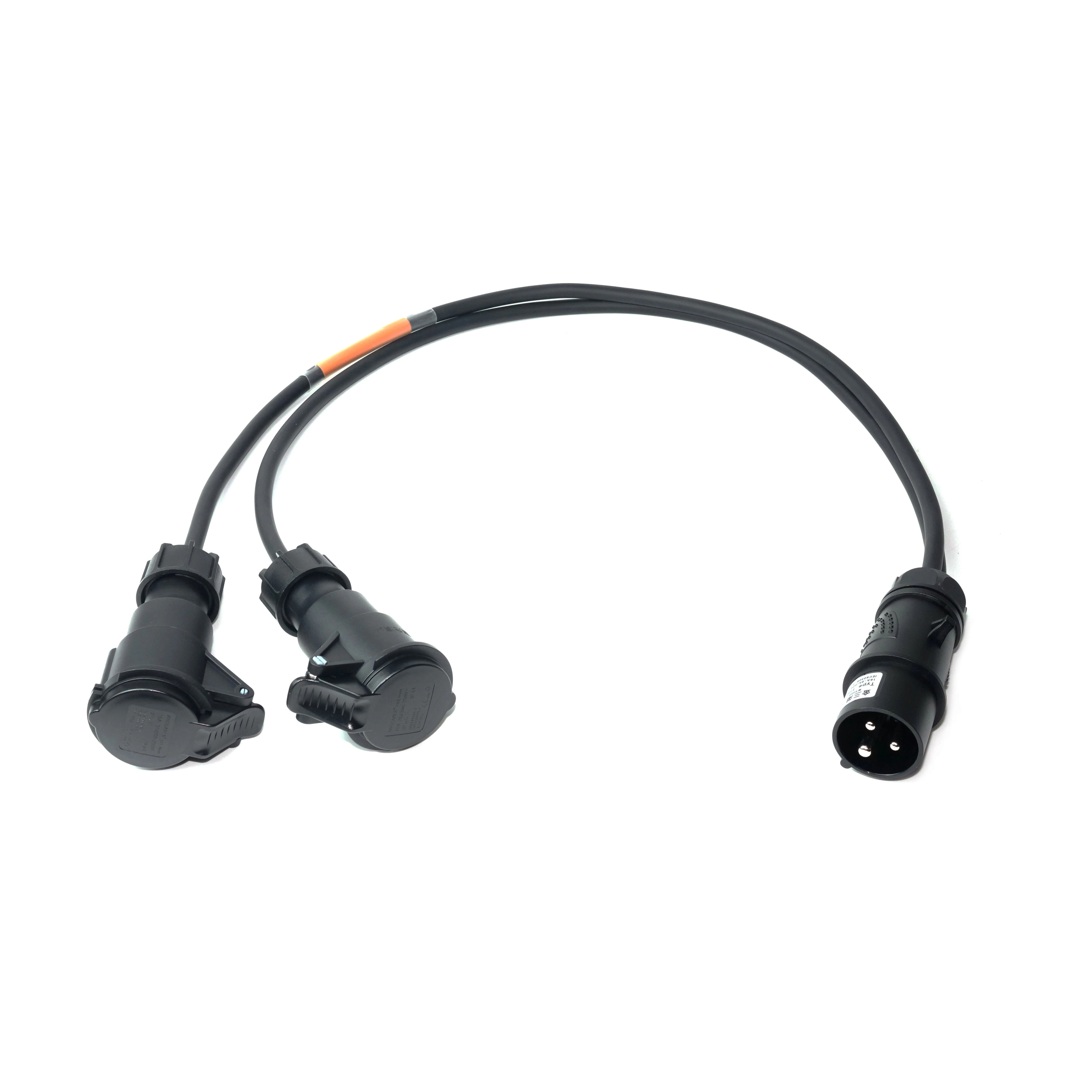 16A 1-to-2 CEE Splitter Cable Male to Dual Female Waterproof Stage Power Adapter Cord