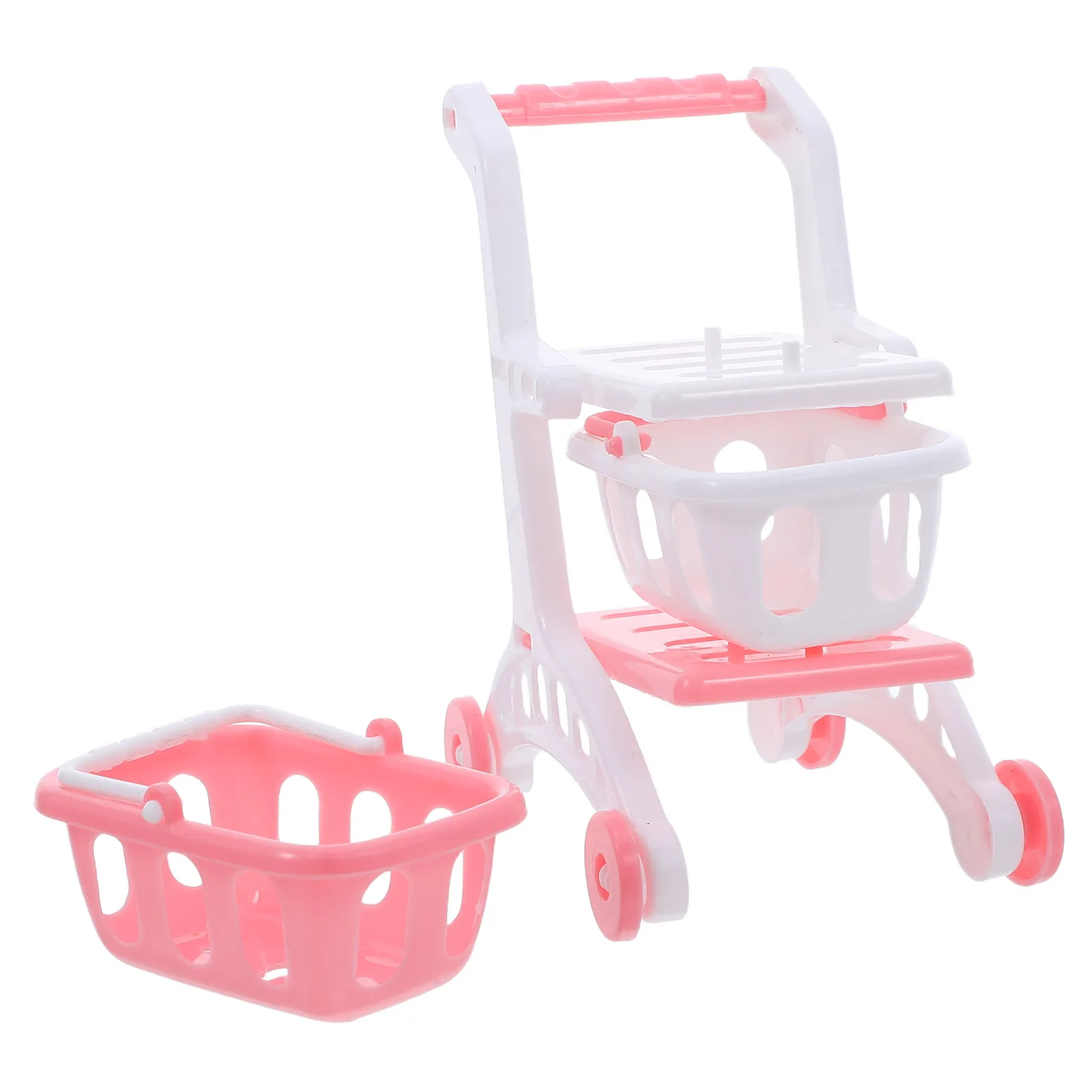8 個子供用シミュレーションショッピングカート食料品ミニスーパーマーケットハンドヘルドトロリーおもちゃプラスチック子供幼児ショッピング