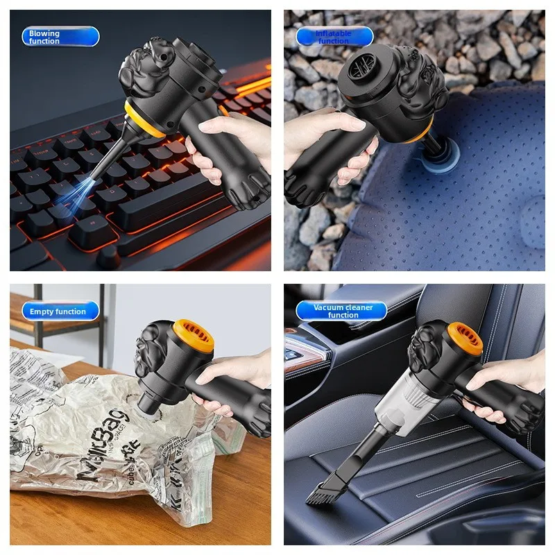 مكنسة كهربائية للسيارة لاسلكية، شفط قوي، صغير محمول USB قابل لإعادة الشحن للاستخدام المنزلي في السيارة