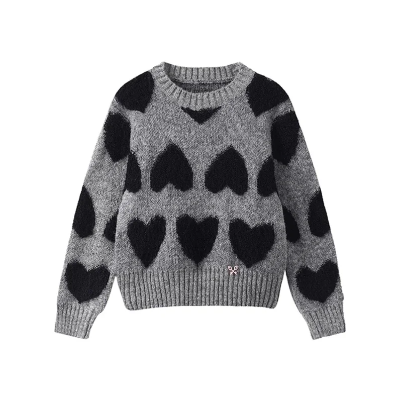

2023 Autumn/Winter 3D Love Jacquard Korean Fun and Leisure Sweater Pullover Knitwear