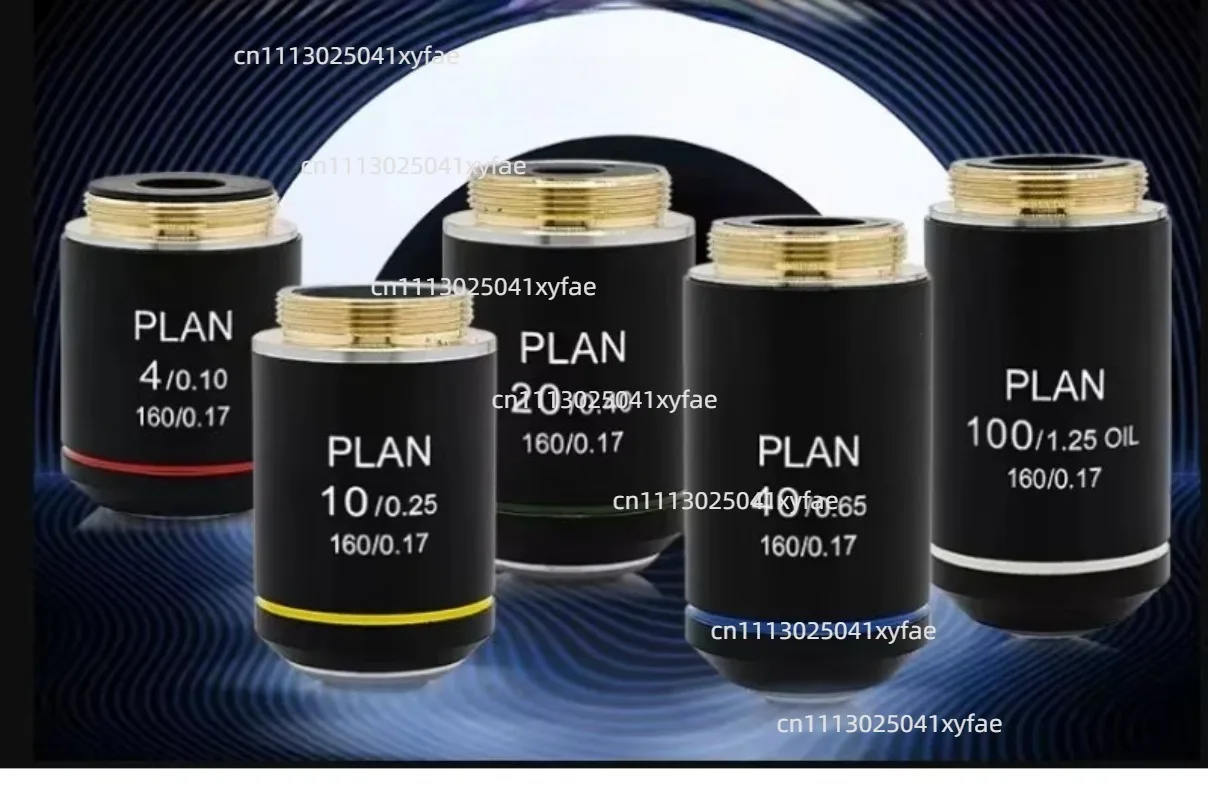 Biological Microscope 195 Plan Achromatic Finite Objectives 4X 10X 20X 40X 100X PLAN 160 Tube Length Standard RMS Thread