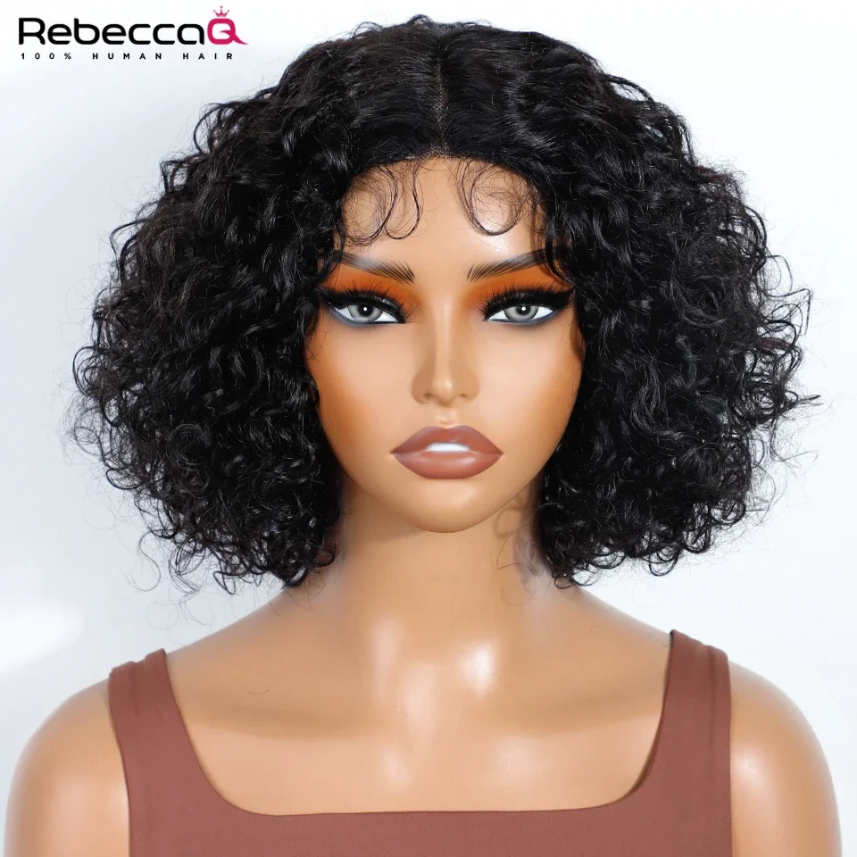 

Безклеевой парик, черный, короткий, стрижка пикси, кудрявый боб, с разрезом по центру, кружевной, 100% натуральные человеческие волосы, для женщин, бразильские волосы Реми, распродажа