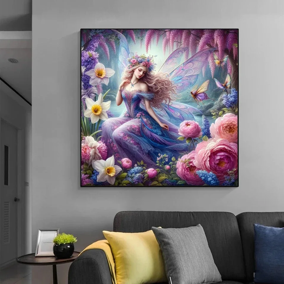 5D DIY Diamond Painting Art Butterfly Elf Fairy Girl Flower Full Diamond Mosaic Cross Stitch Kits Elf Bird Embroidery Home Decor