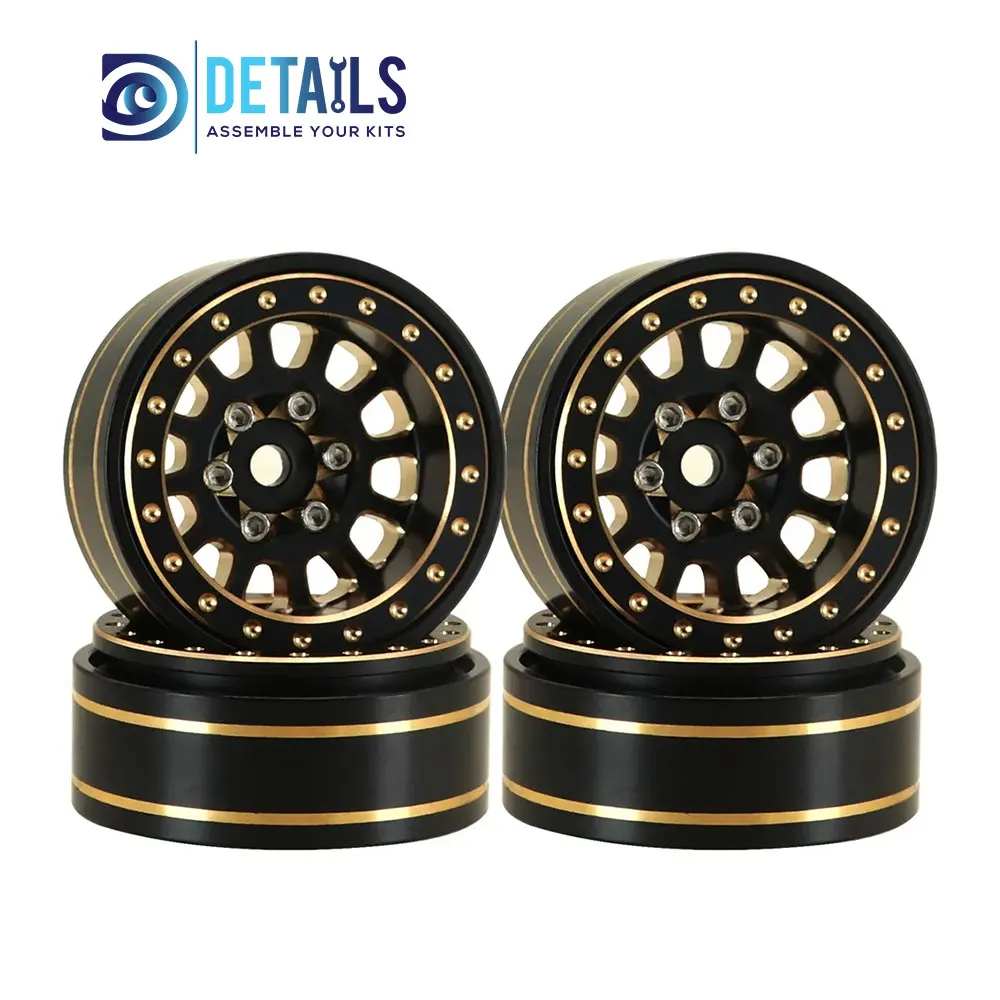 

Hobby Details 1.1" Brass Crawler Wheels black gold color For SCX24 TRX4M 4pcs/set DTW42027