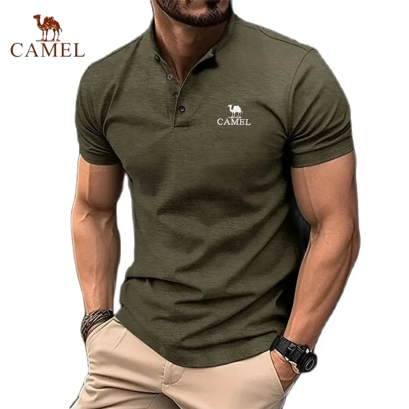 Summer Men's Exquisite Embroidered Henry Short Sleeved Lapel Shirt, New Luxurious, Fashionable, Casual, Multi-functional T-shirt