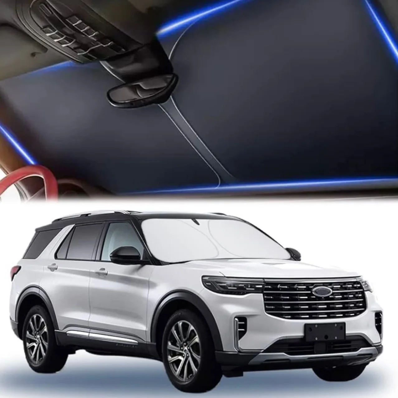 Car windshield sun shield with storage bag retractable front window shield screen sun visor protective cover curtain