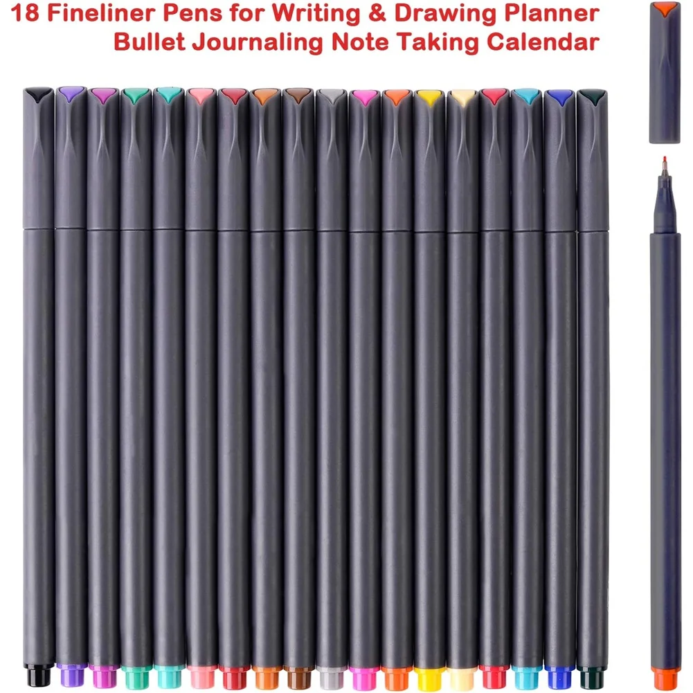 Fine Point Fineliner Art Markers Journal Planner Pens Colored Pens,Office Supplies 18-Colors For Note Taking Drawing