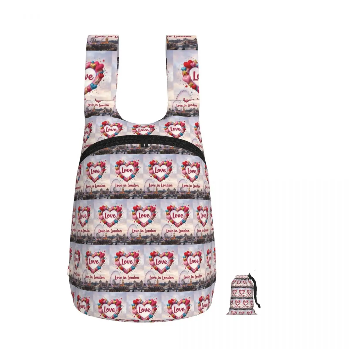 

Love In London Heart Wreath City Skyline Backpack Student Storage BookBag Children School Bag Laptop Shoulder Bags Boys Girls