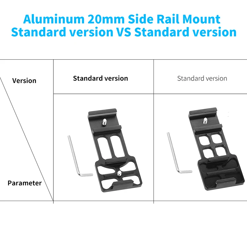 HFES ترقية CNC الألومنيوم 20 مللي متر الجانب السكك الحديدية جبل ل Gopro Gitup الرياضة عمل كاميرا لملحقات لاعب الصيادين
