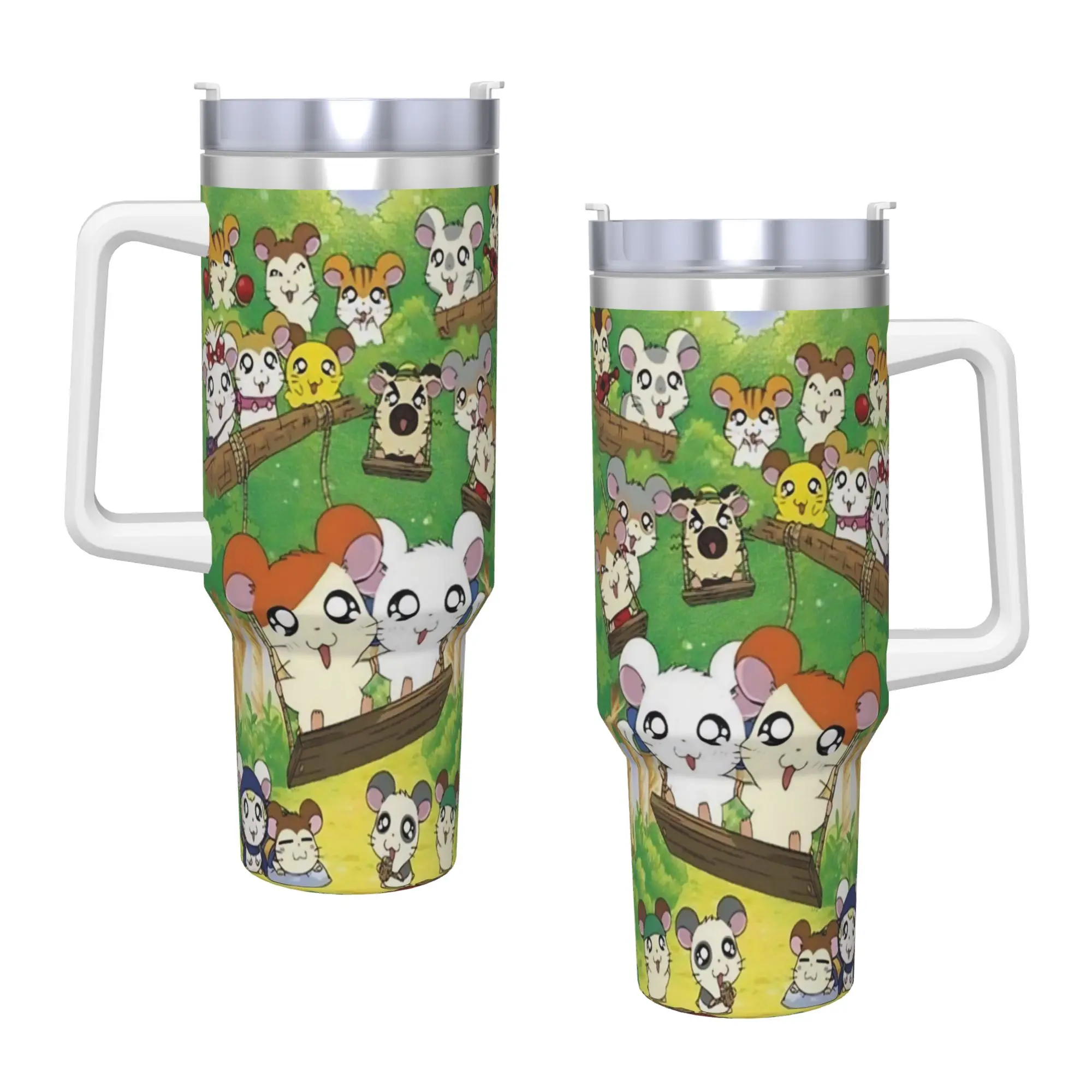 Stainless Steel Tumbler Cute Hamtaro  Thermal Mug  Heat Preservation Hot Drinks Car Mugs Driving Printed Water Bottle