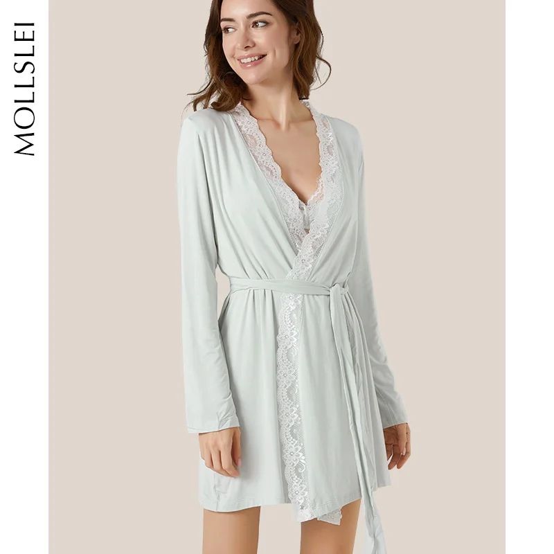 mollslei-women's-sp-robe-ort-thin-long-sve-modal-lace-morning-gown-spring-autumn-sexy-sp-dr-simple-home-clothes