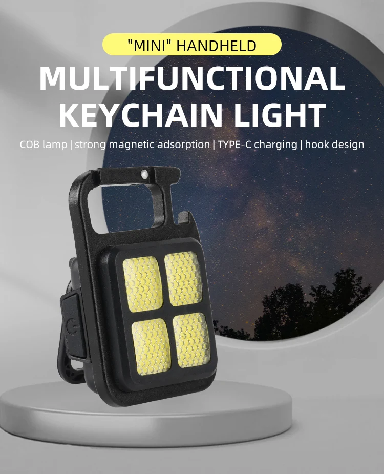 Mini LED Flashlight Magnetic COB Outdoor Camping Pocket Work Light USB Rechargeable Emergency Light