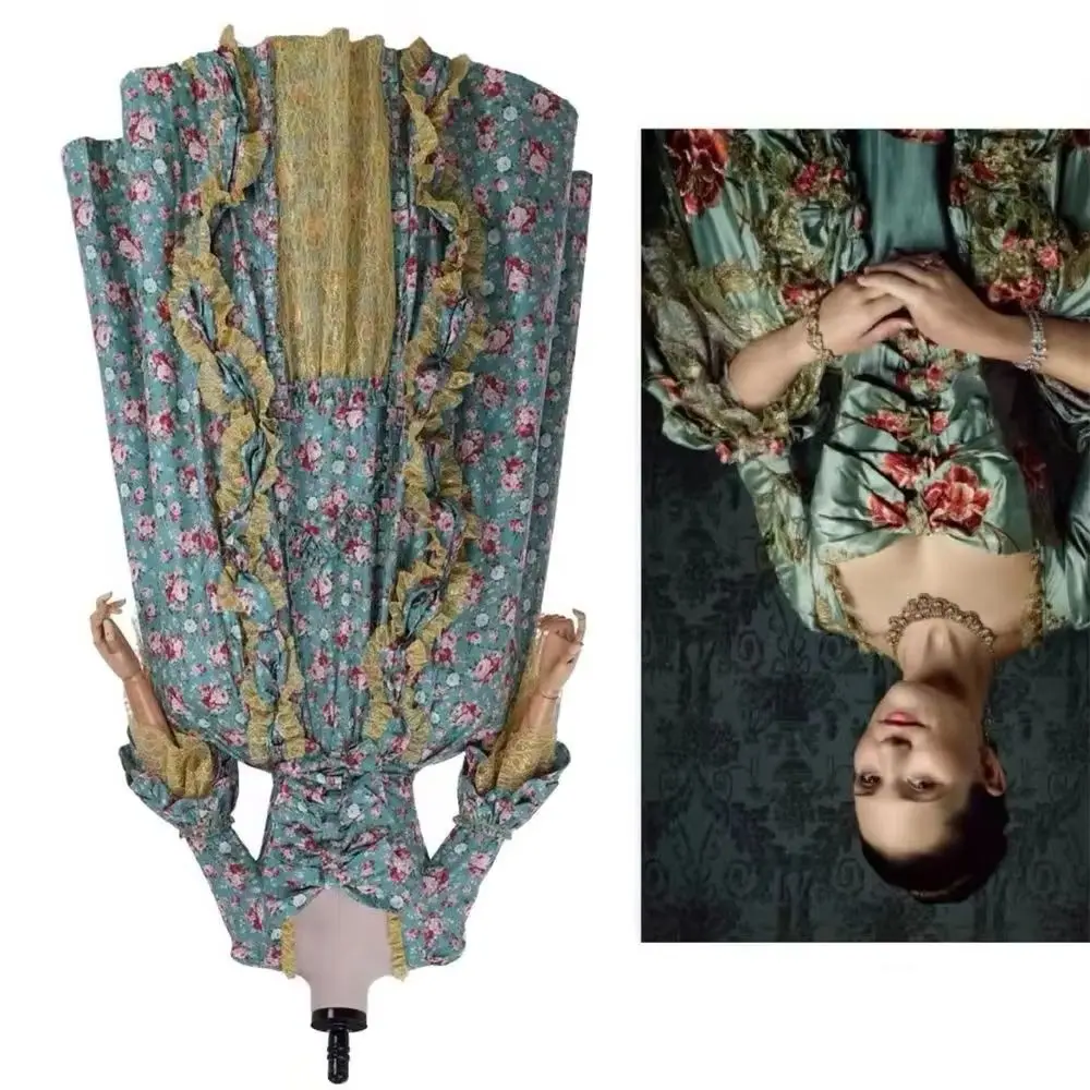 

TV Outlander Louise Cosplay Costume Floral Highland Scotland Dress Rococo Elegant Ball Gown