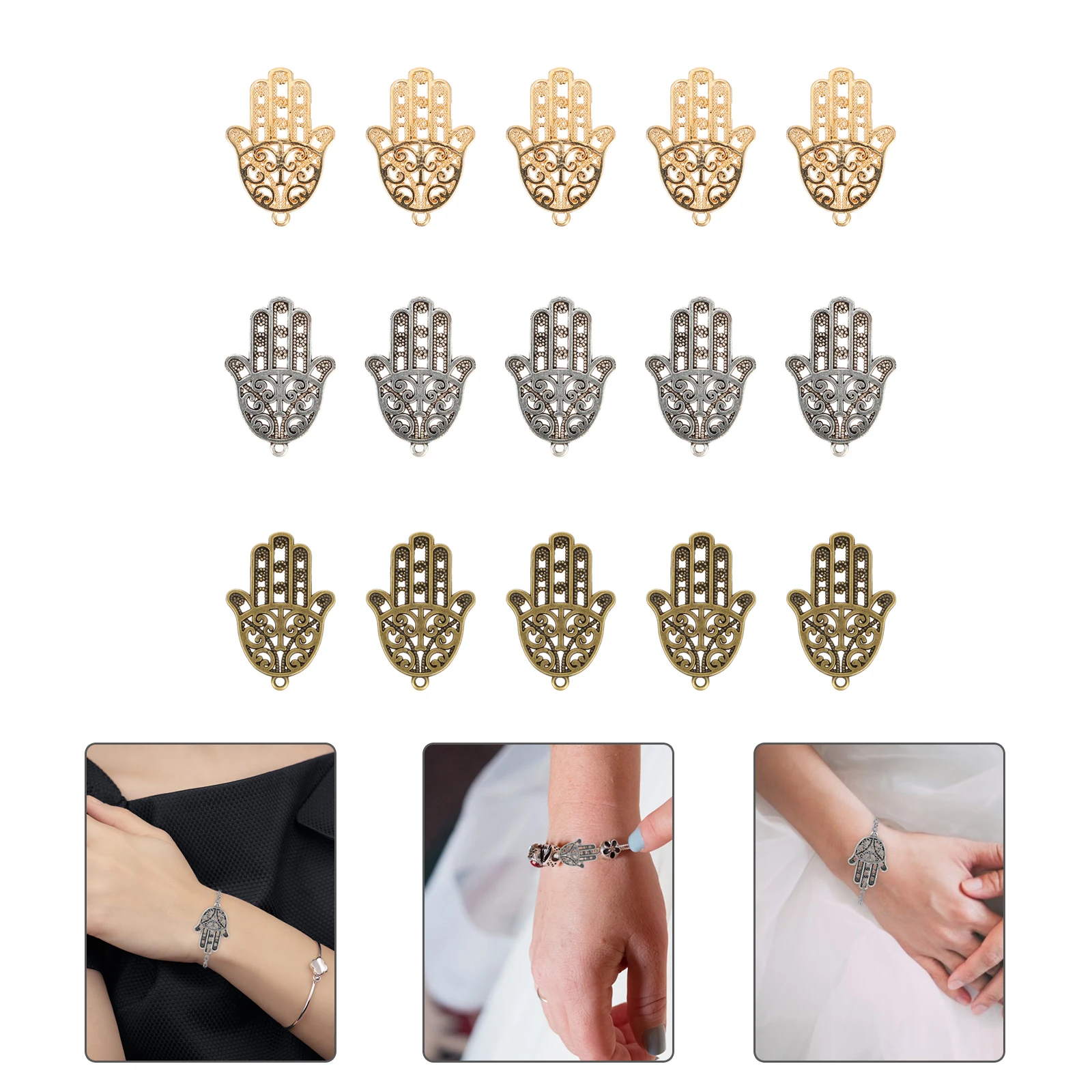 

30 Pcs Retro H Charm Vintage Bracelet Buckle Alloy DIY Clasps Necklace Connectors Wrist Rope Metal Jewelry Parts
