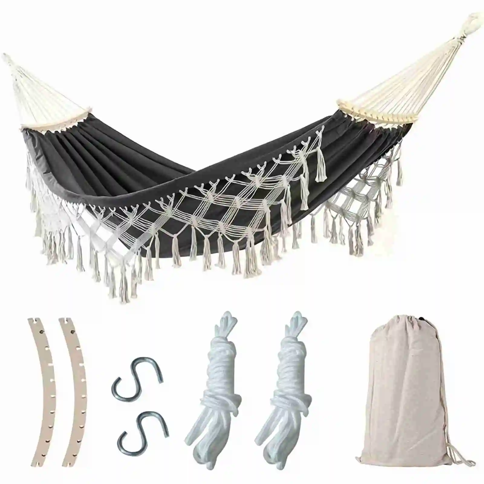 

Double Macrame Hammock Double Macrame Hammock Two Person Swing Bed for Beach Yard Bedroom Patio