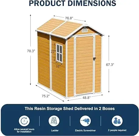 Outdoor Storage Shed, Metal Storage Sheds with Double Sliding Doors,Large Waterproof Bike Shed Cabanons De Jardin