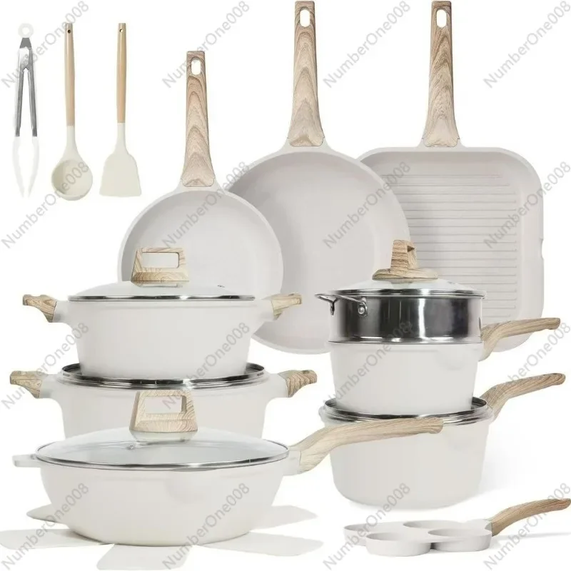 Marble Non-Stick Cookware Set, Stone Coated Pan Collection with Gift Packaging
