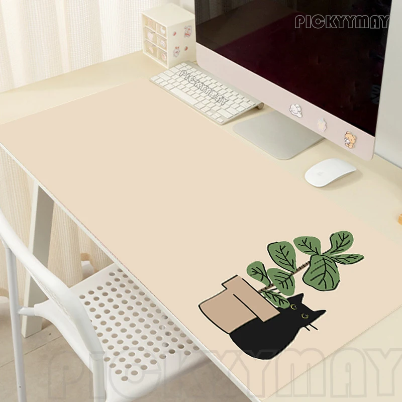 Cute Cat Plant Locking Edge Mouse Mats Large Natural Rubber Mouse Pad Gaming Mousepads Gamer Mousepad Desk Pads Keyboard Mats