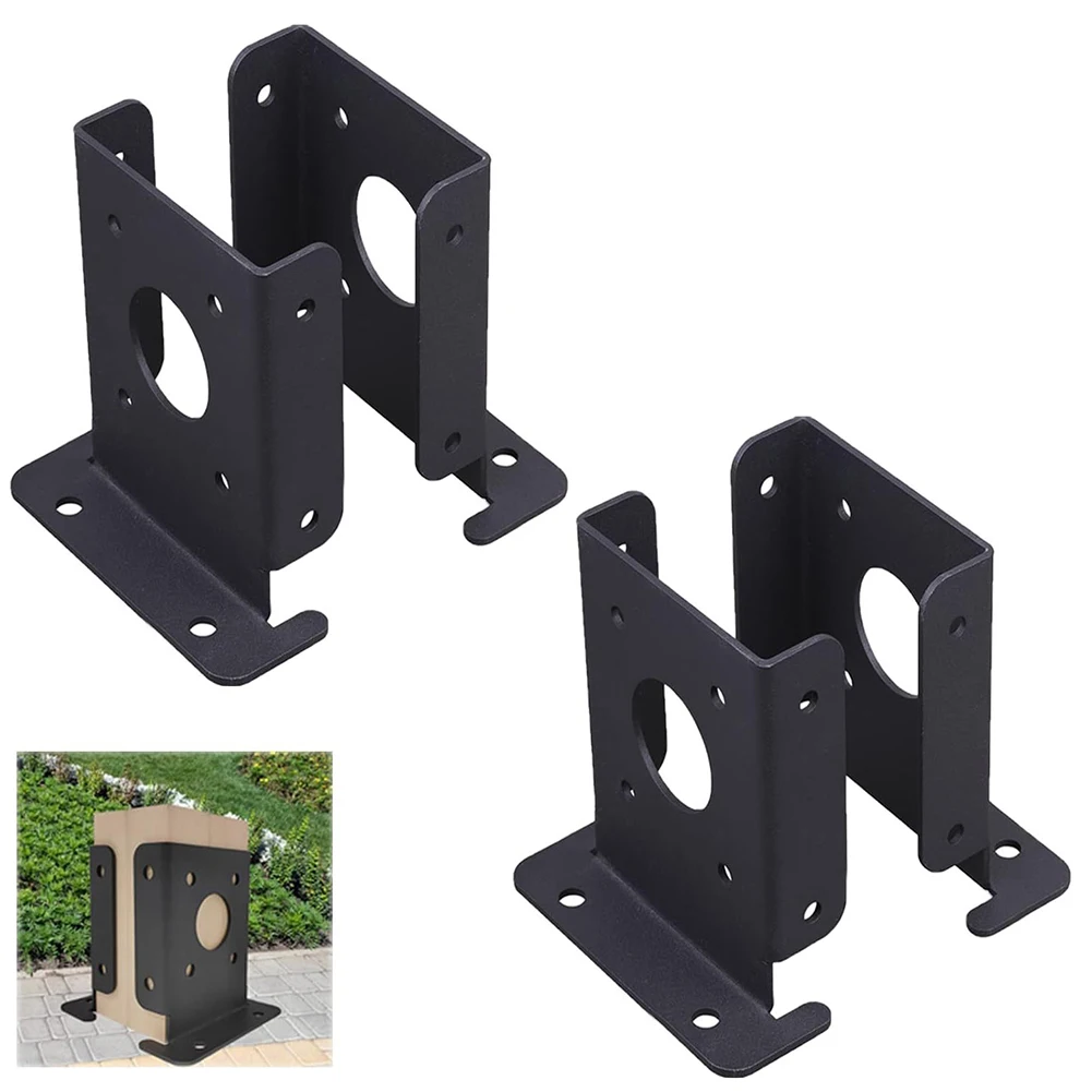 

2PCS Pergola Post Base Brackets Reinforced Corner Adjustable Wood Fence Pergola Back Base Bracket Kit For Deck Railing Mailbox