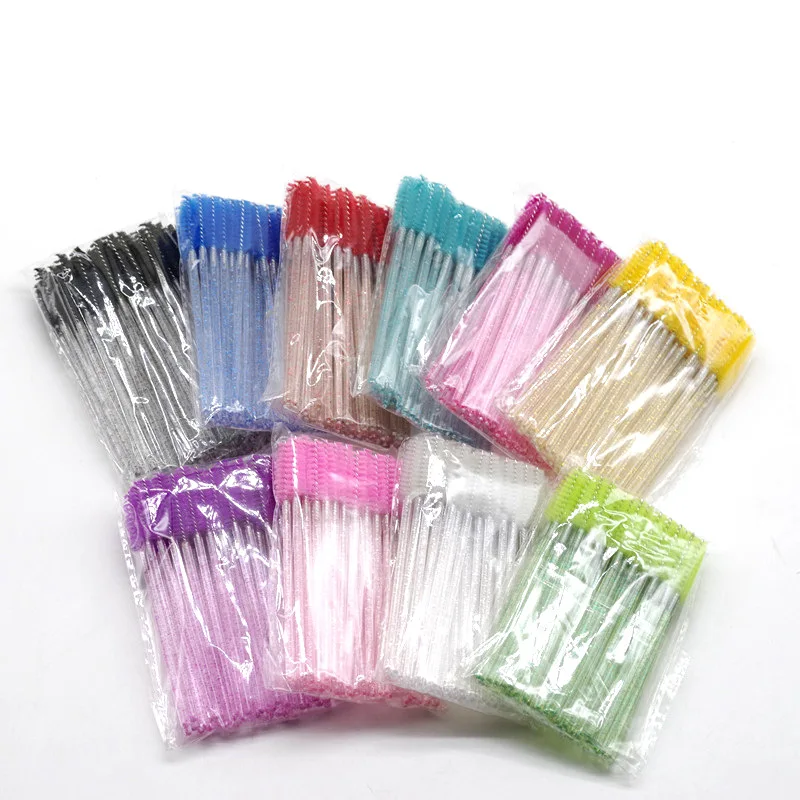 50 Pcs Eyelash Brushes Pack False Eyelash Extension Tools Eyebrow Mascara Wand Spiral Lash Brush Beauty Makeup Application Brush