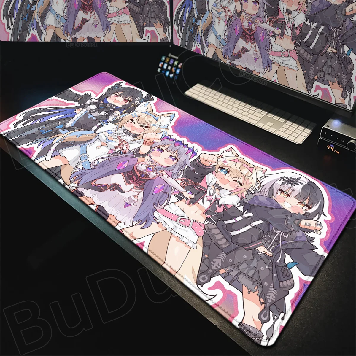 Large Gaming E-sport Mouse Pad Non-slip Thickened Extended Computer Keyboard Mat Anime Hololive Cute Girl Nerissa Ravencroft Rug view 3
