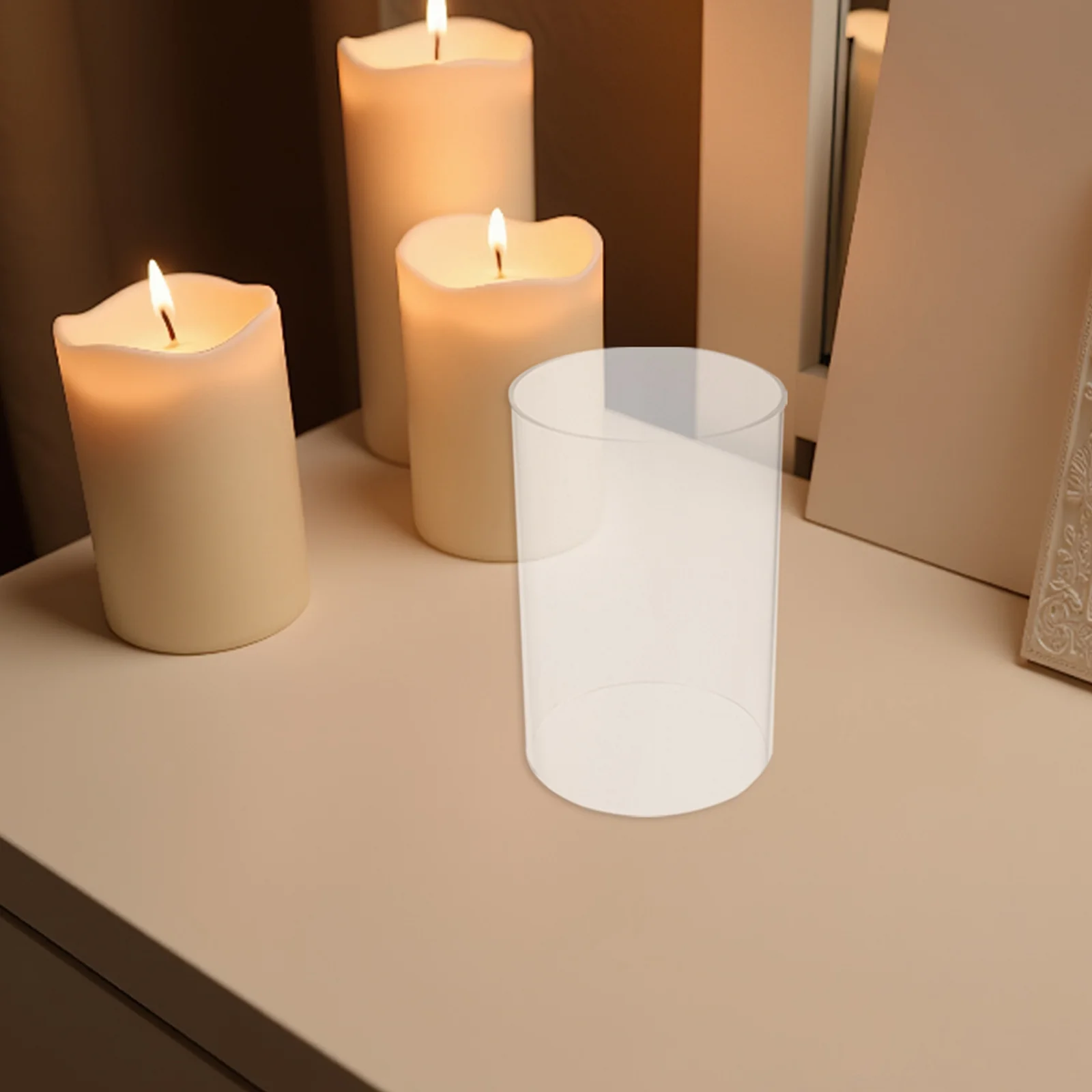 

3Pcs Glass Chimneys Transparent Open Ended Bottomless Hurricane Holder Windproof for Wedding Home Decor