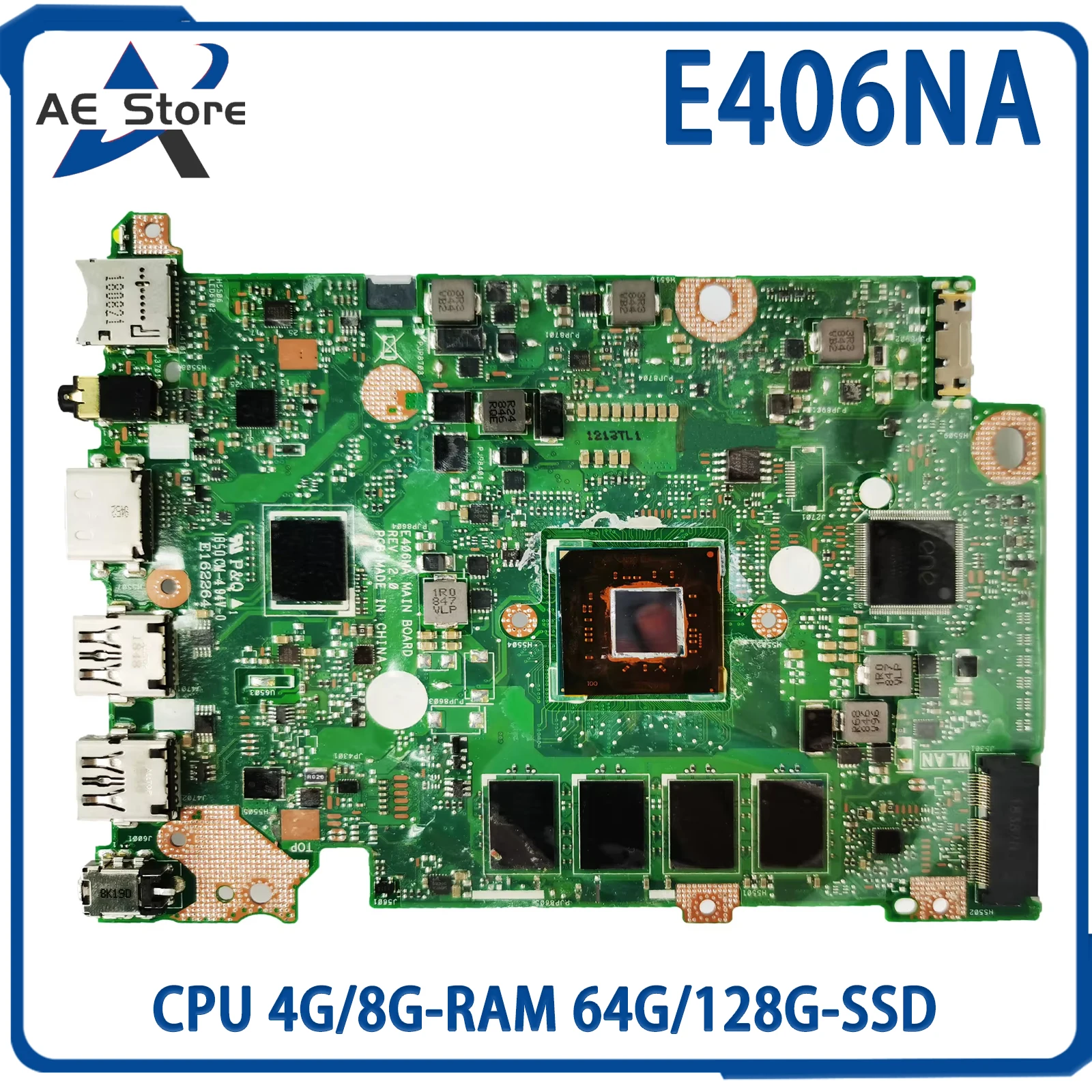 AE E406SA Mainboard For ASUS VivoBook E406S E406 Laptop Motherboard with E8000 N3160 N3700 N3710 CPU 4G RAM 64G/128G SSD