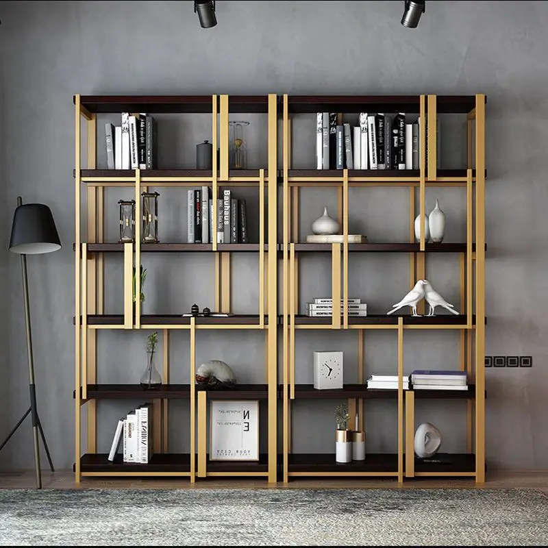 Scaffale Espositivo da Terra Personalizzato in Metallo di Lusso, Stile Nordico Moderno, per Ufficio