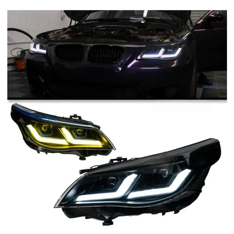 

E60 Upgrade Headlight For 5 Series 2003-2010 523i 530i Angel Eye LED Headlights DRL Hid Bi Xenon Headlamp Modified Car Light