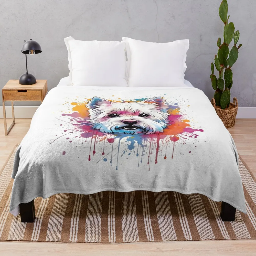 West Highland White Terrier Colorful Watercolor Design #9 Throw Blanket cosplay anime Furrys Sofa Quilt Plush Blankets