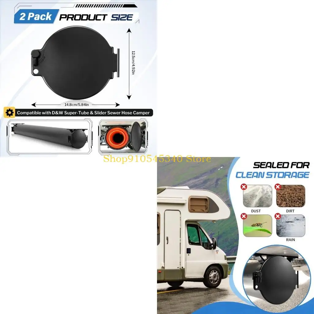 U2JA Round ABS Sewer Hose Storage Compartment Cover 2 Pack, Motorhome Access Lid With Exit Opening for Repair Use, Upkeep, and