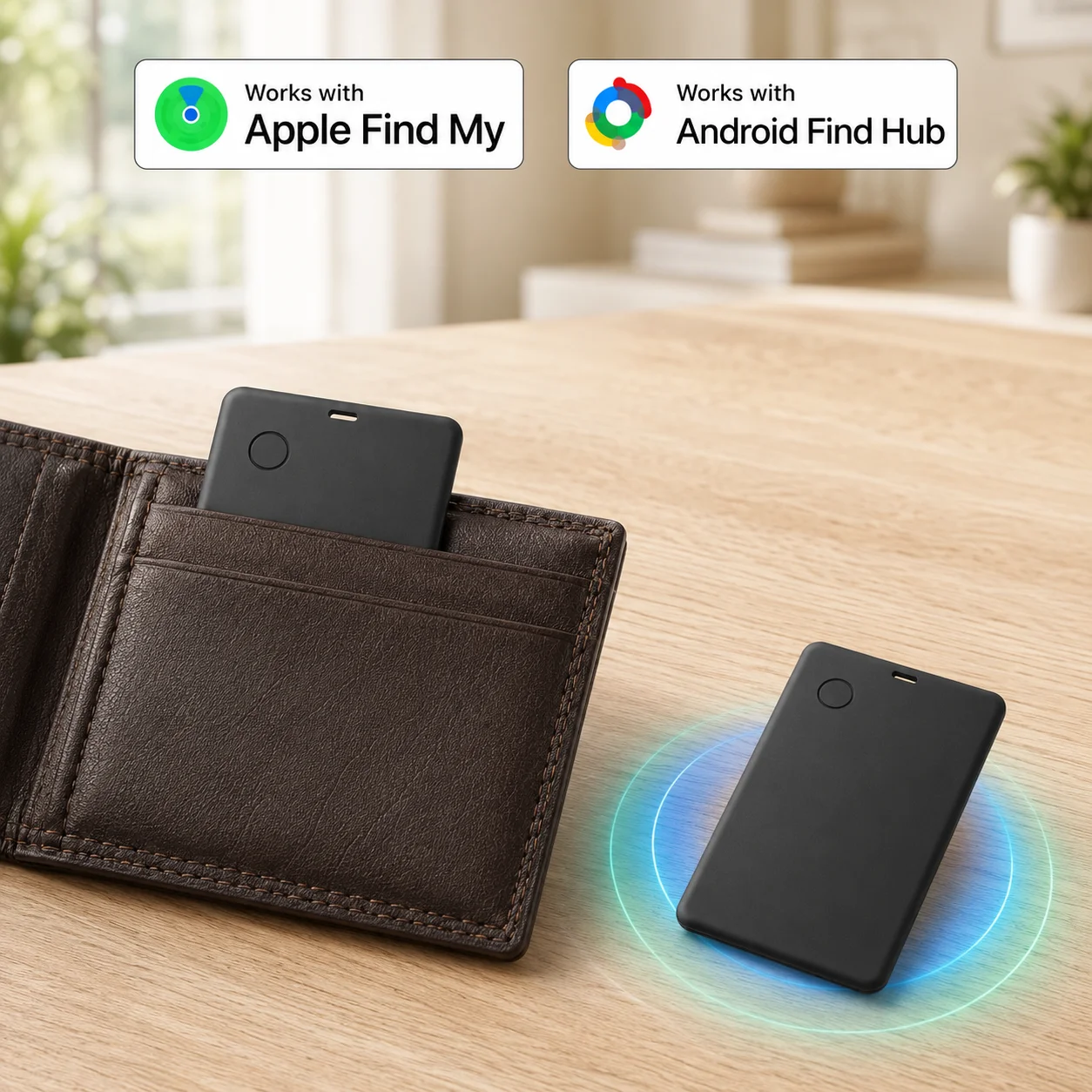 Ultradünne Geldbörsen-Tracker-Karte für Apple Find My & Android, Bluetooth Anti-Verlust-Karte zur Ortung von Gepäck, Reisepass, Tasche – Detail 2