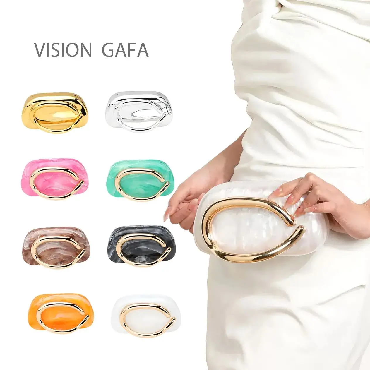 

2025 Hot Selling Designer Acrylic Handbag for Women - Glam Gold/Silver Wedding Party Tote - Fashion Luxury Clutch Shoulder Bag
