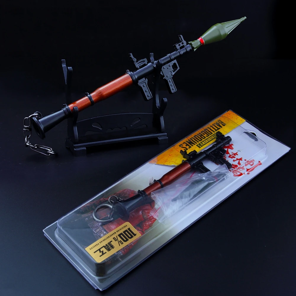 18Cm Pubg Speelgoed Geweren Rpg7 Raketwerper Wapen Sleutelhanger Metalen Model Assembleren Lichtmetalen Sleutelhanger Auto Hanger Speelgoed Voor Kind