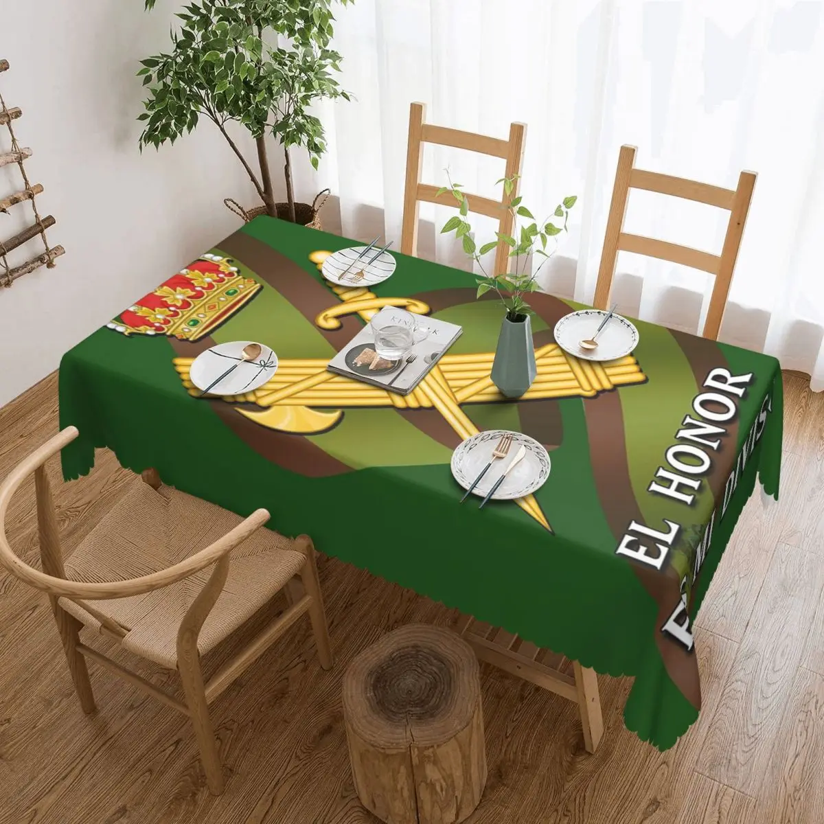 Mantel Rectangular personalizado con bandera Civil de la Guardia Española, cubierta de mesa a prueba de aceite para comedor y eventos